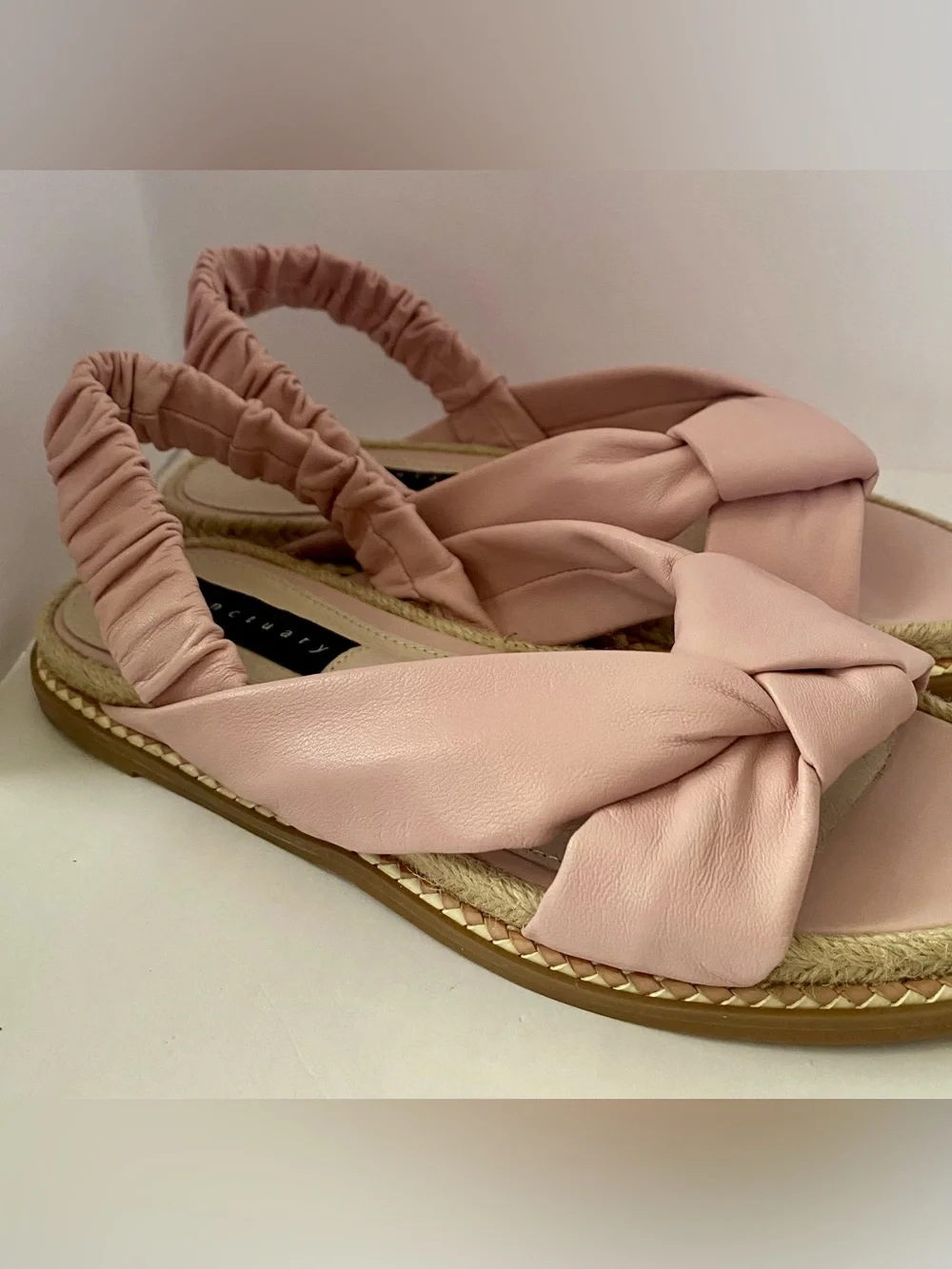 Sanctuary Blush Knotted Leather Slingback Espadrille Sandals. Size 5M Sling back